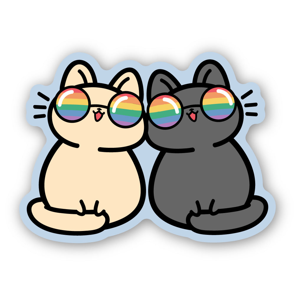 レインボーサングラスをかけた猫たち
