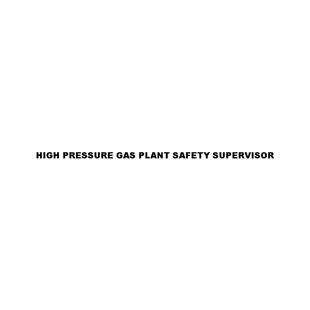 HIGH PRESSURE GAS PLANT SAFETY SUPERVISOR