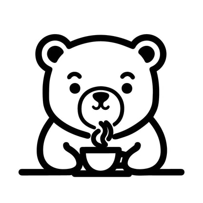 コーヒーを飲むクマ (D)