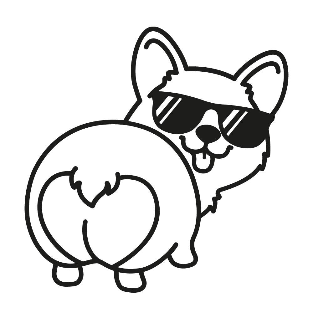 サングラスをかけたコーギー