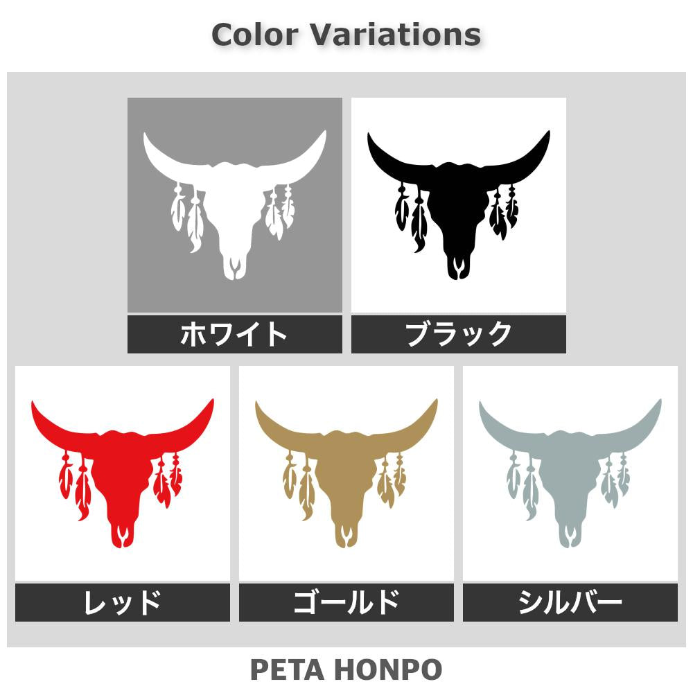 牛の頭蓋骨と羽根 2
