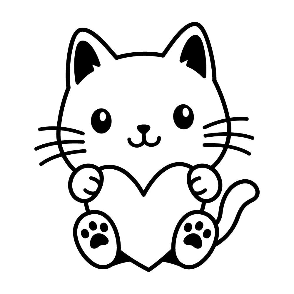 ハートを抱いた猫