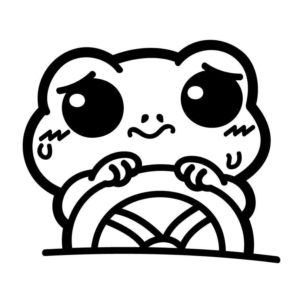 運転初心者のカエル