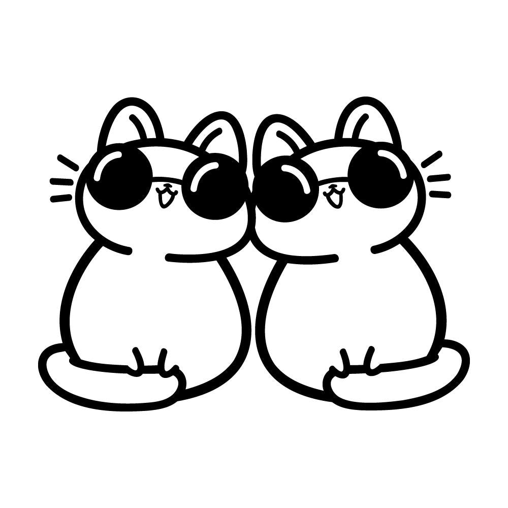 寄り添うサングラス猫