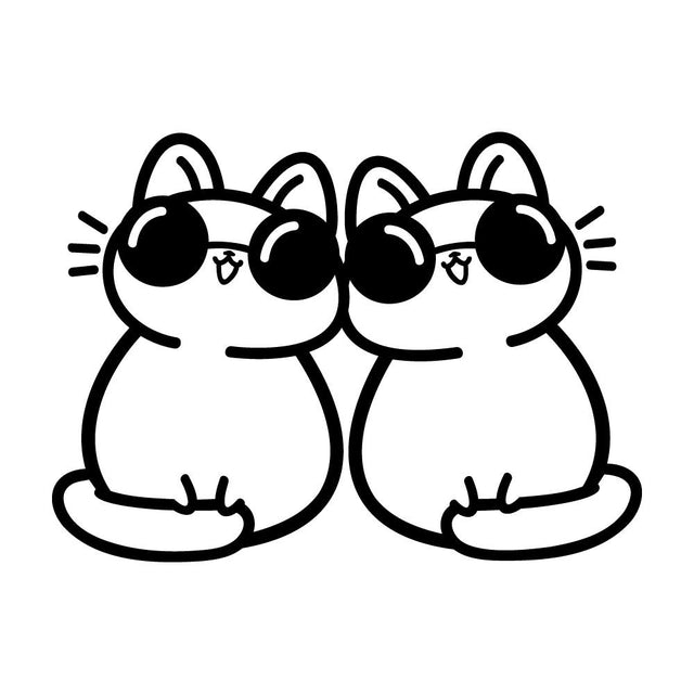 寄り添うサングラス猫