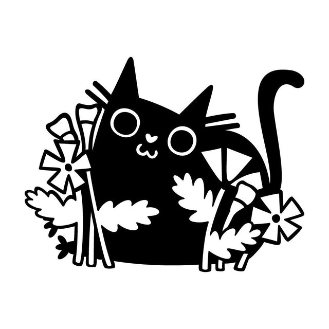 ネコと花