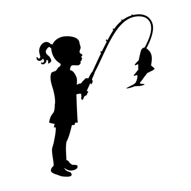 釣りをする少女