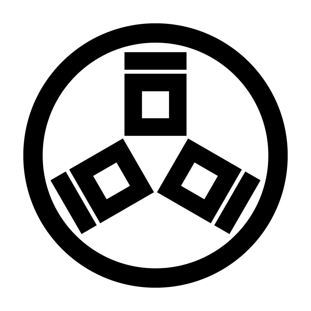 丸に三つ桝に桝掻き紋