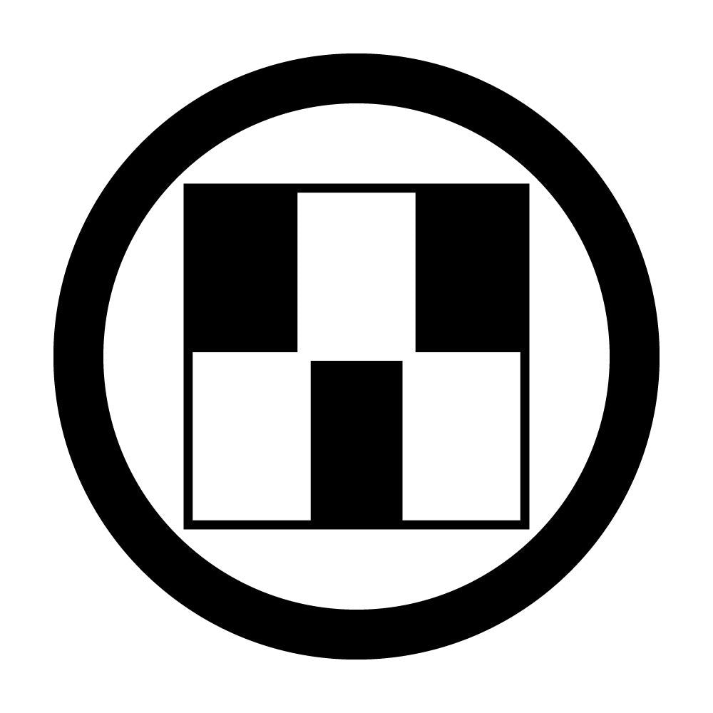 丸に陰陽立て三つ石紋