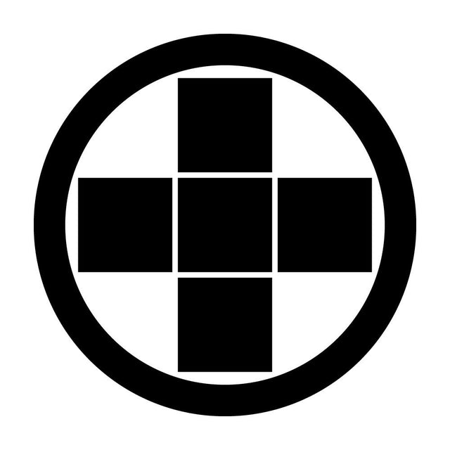 丸に十字五つ石紋