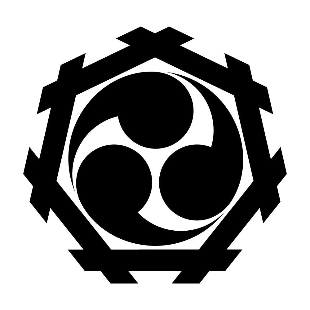 七角井筒に三つ巴紋