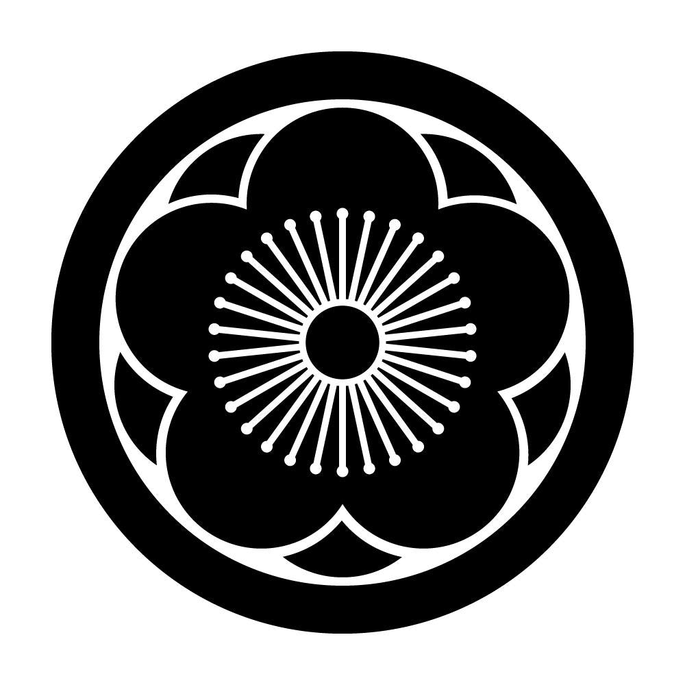 丸に八重向こう梅紋