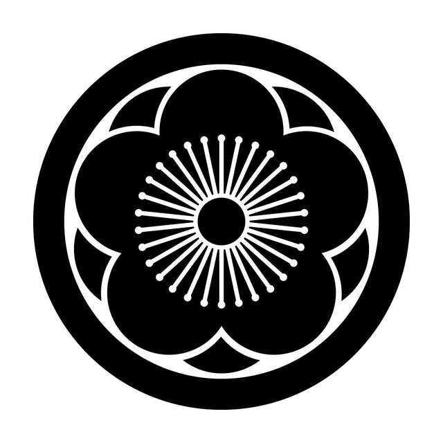 丸に八重向こう梅紋