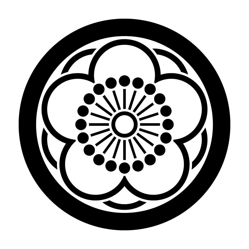 丸に陰八重向こう梅紋