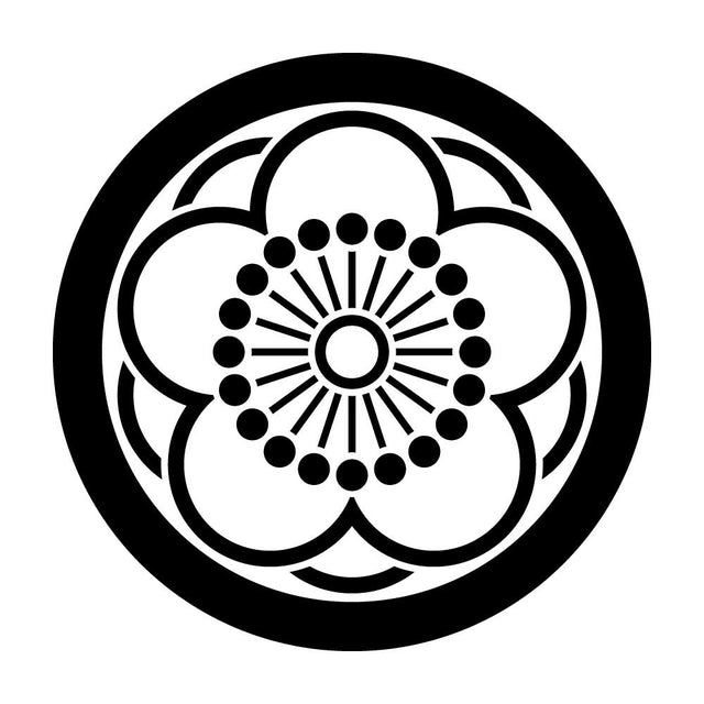 丸に陰八重向こう梅紋