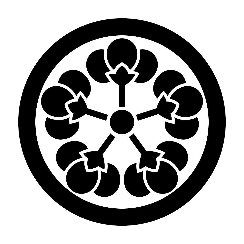 丸に五つ横見裏梅紋