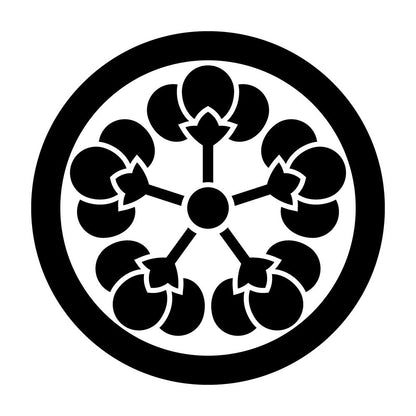 丸に五つ横見裏梅紋