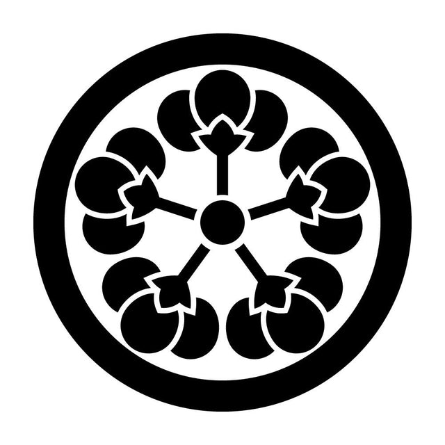 丸に五つ横見裏梅紋
