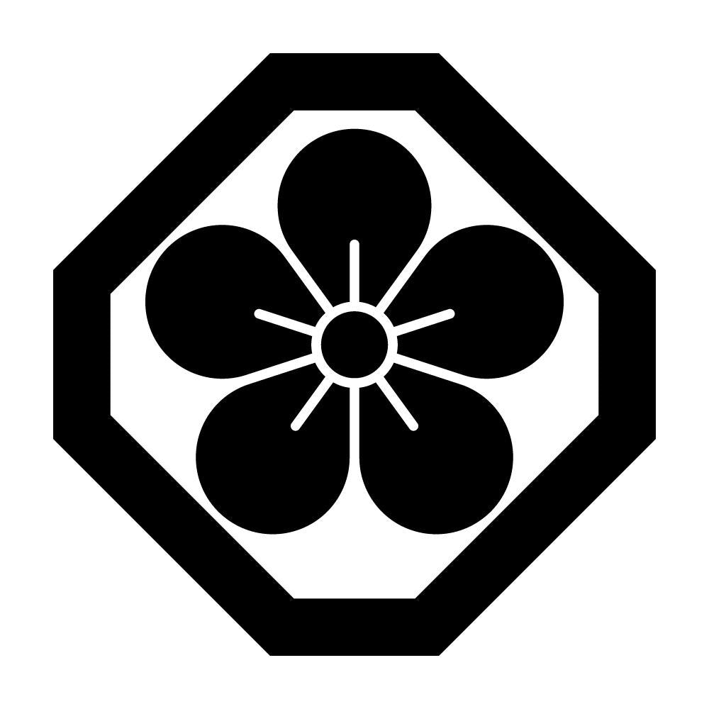 隅切り角に梅紋