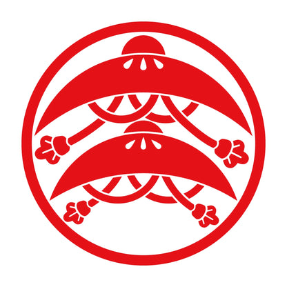 糸輪に紐付き二階笠紋 8