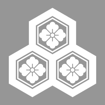 持ち合い三つ盛り亀甲に花角紋 7