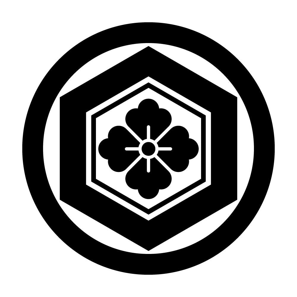 丸に亀甲花角紋