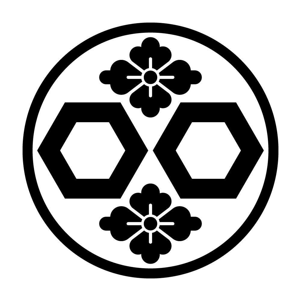 糸輪に二つ亀甲に花角紋