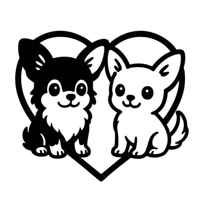 チワワのペアとハート