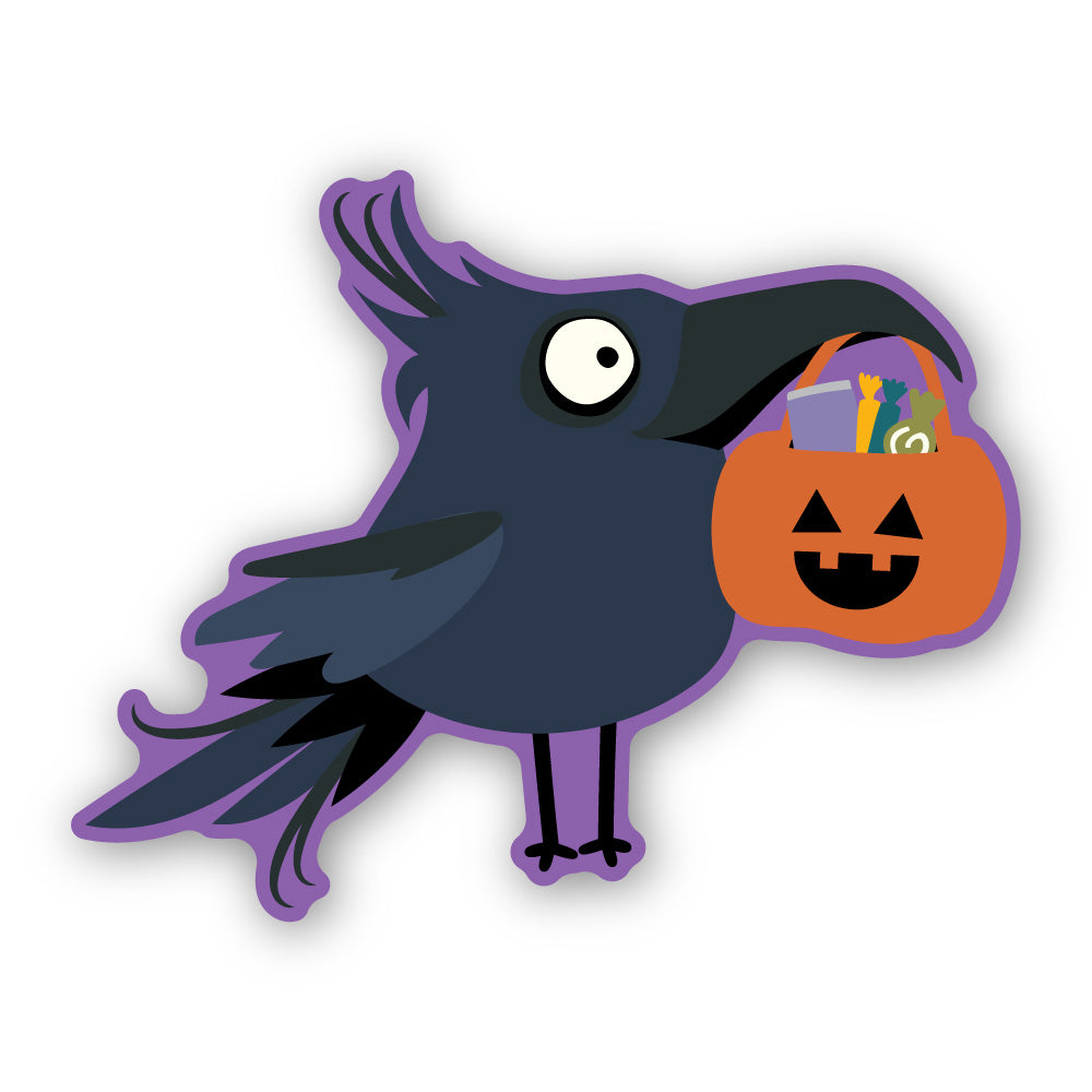 かぼちゃをくわえたカラス ハロウィン