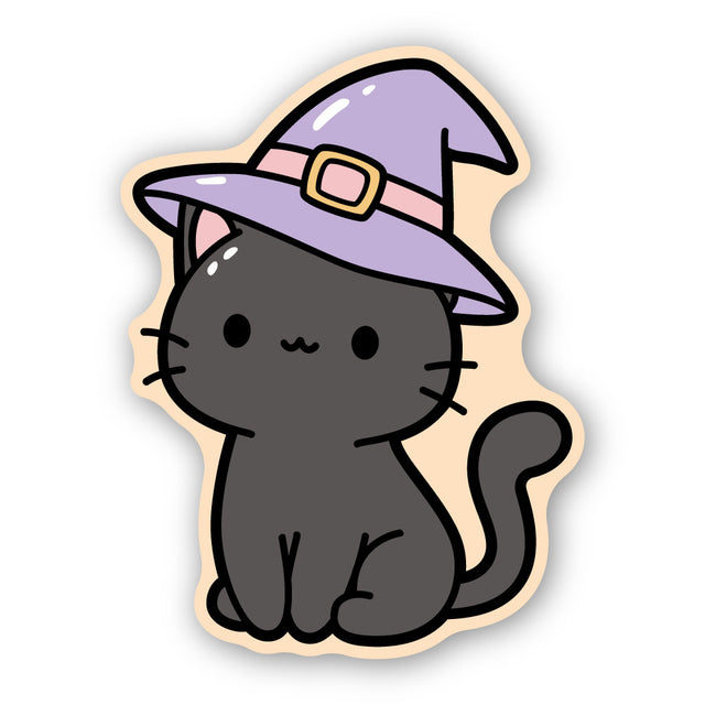 魔女の帽子をかぶった黒猫