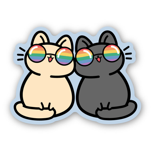 レインボーサングラスをかけた猫たち